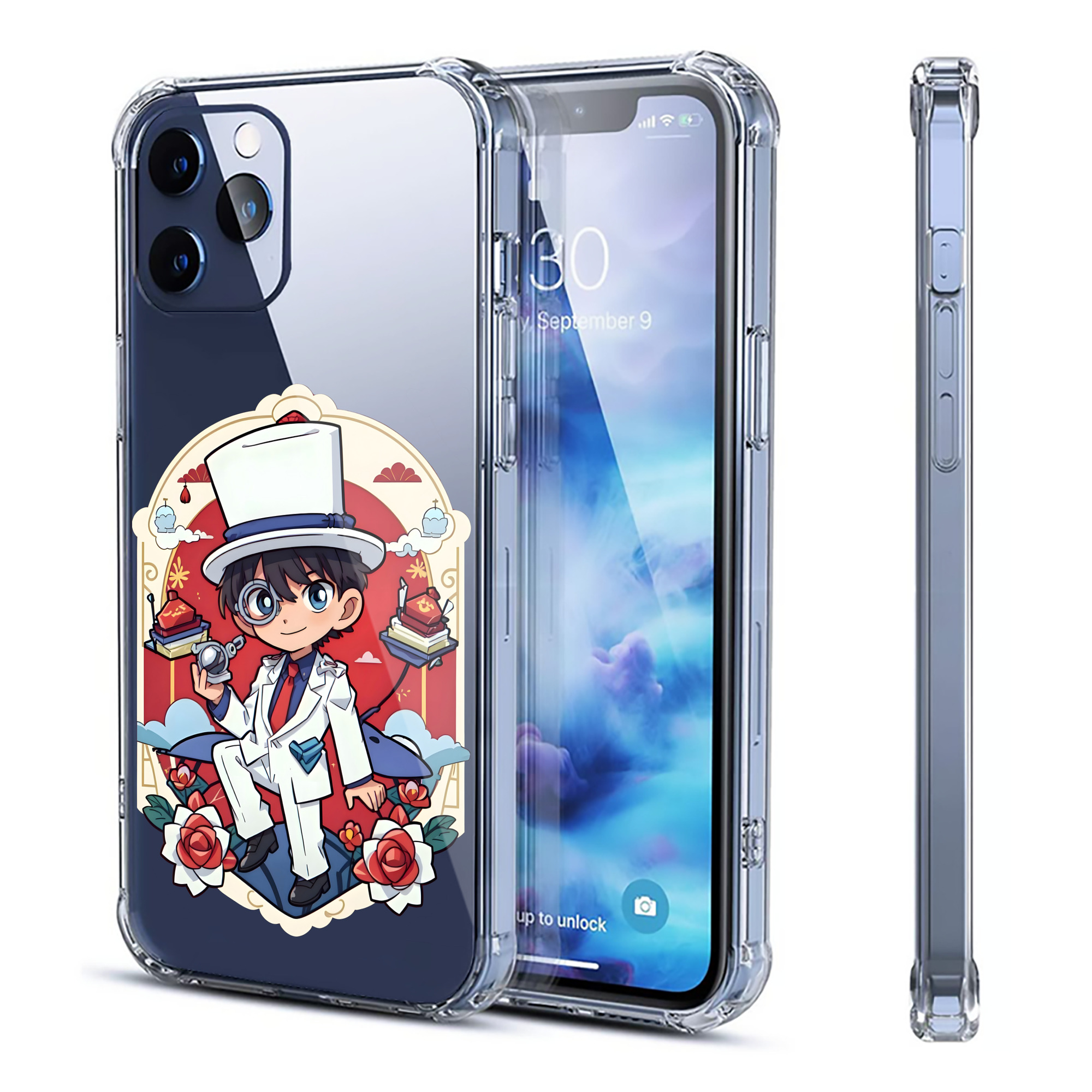 （画像用） 名探偵コナン くろば かいと Detective Conan Kuroba Kaito 【iPhone 12シリーズ対応】透明スマホケース（クリアソフトケース）